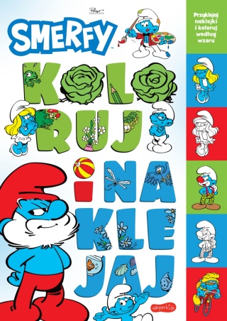 Koloruj i naklejaj SMERFY kolorowanka naklejki