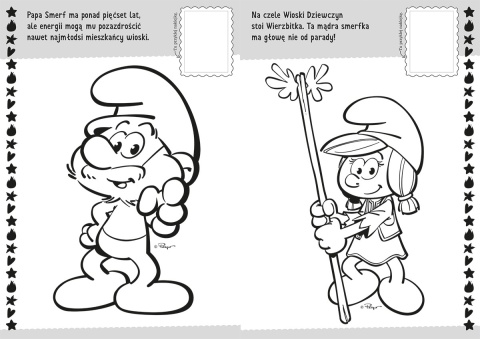 Koloruj i naklejaj SMERFY kolorowanka naklejki