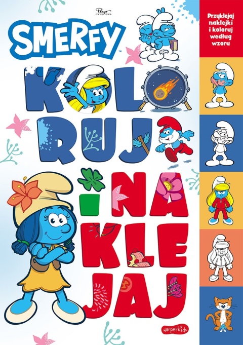 Koloruj i naklejaj SMERFY kolorowanka naklejki