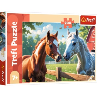 Konie koń biały i brązowy Puzzle TREFL 200 EL 13328