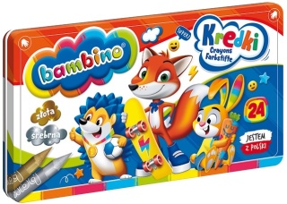 Kredki Bambino 24 kolory + temperówka w metalowym pudełku St. majewski