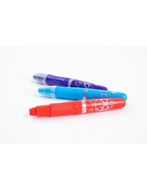 Kredki jedwabiste żelowe wykręcane 3w1 pastele akwarelowe Spiderman 12 kol