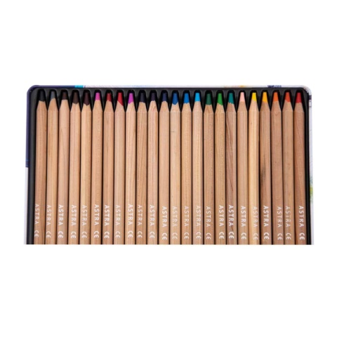 Kredki ołówkowe okrągłe w metalowym pudełku 24 kolory ASTRA PRESTIGE