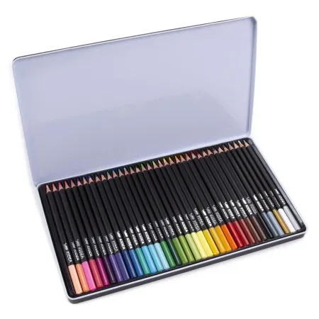 Kredki ołówkowe trójkątne w metalowym pudełku 36 kolorów KIDEA