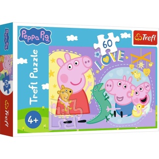 Szczęśliwa świnka Peppa Pig Trefl Puzzle 60 EL 17414