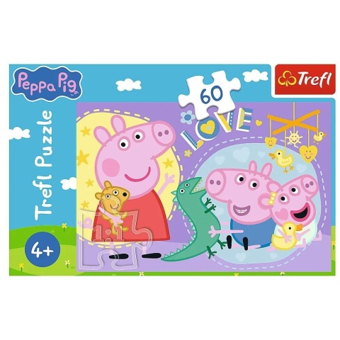 Szczęśliwa świnka Peppa Pig Trefl Puzzle 60 EL 17414
