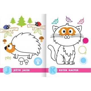 Malowanka z literkami kolorowanka z naklejkami uczę się przyklejam koloruję