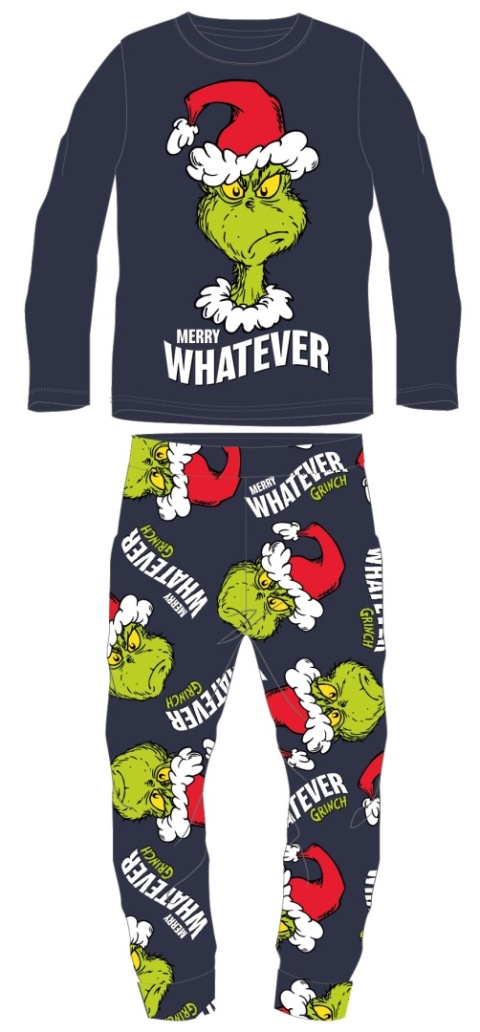 Piżama chłopięca Grinch bawełna długi rękaw piżamka dziecięca 146/152