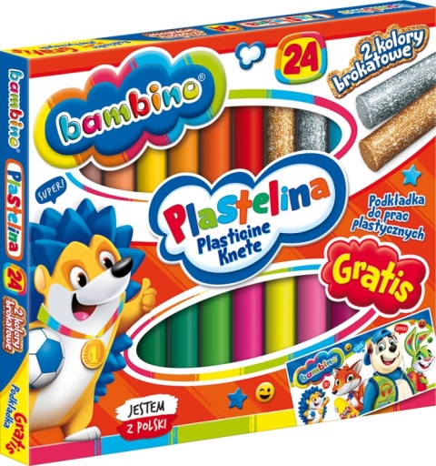 Plastelina szkolna 24 kolorów + podkładka Bambino St. Majewski