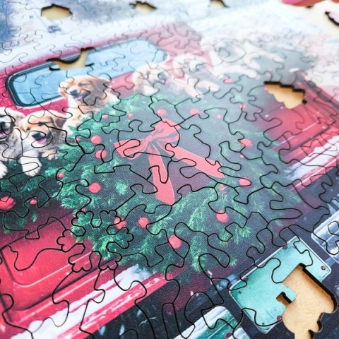 Puzzle drewniane shape świąteczne kształty Podróżujące psy – 250el.
