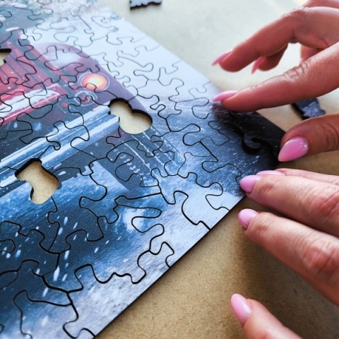 Puzzle drewniane shape świąteczne kształty Podróżujące psy – 250el.