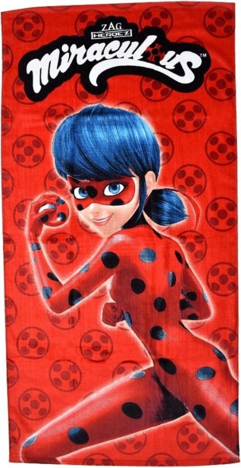 Ręcznik kąpielowy plażowy bawełniany Biedronka Czarny Kot Miraculous 70x140