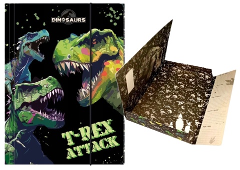 Teczka z gumką A4 na dokumenty rysunki dinozaut T-rex