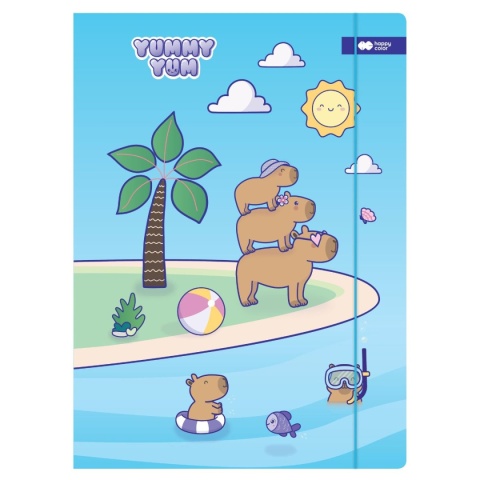 Teczka z gumką A4 na dokumenty rysunkowa Kapibary na plaży Happy Color
