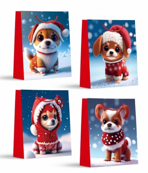 Torebka prezentowa świąteczna platerowana zimowe miasto 26x32x20 cm