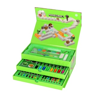 Zestaw plastyczny kreatywny kredki flamastry notes walizka Minecraft 42el