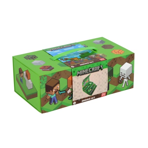 Zestaw plastyczny kreatywny kredki flamastry notes walizka Minecraft 42el