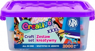 ASTRA CREATIVO zestaw kreatywny XXXL pompony koraliki guziki druciki 2000el