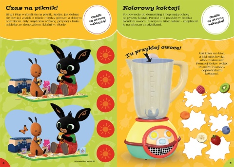 BING 100 naklejek książka z zadaniami kolorowanka