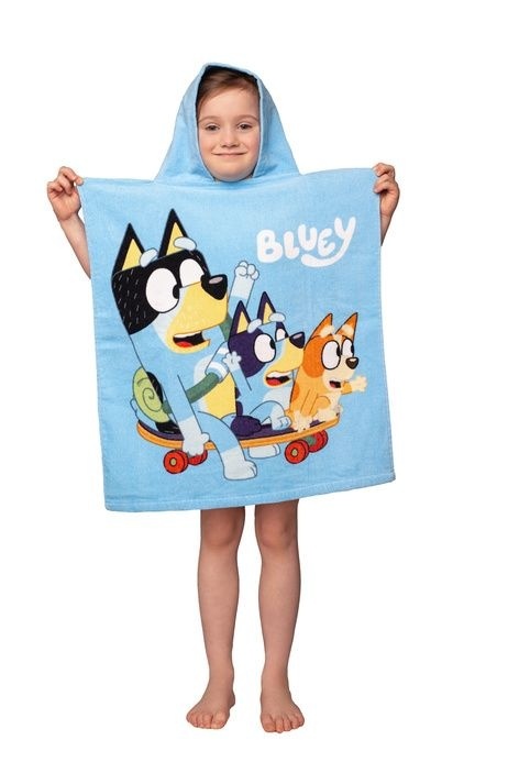 Bingo i Bluey pieski ponczo poncho ręcznik kąpielowy bawełniany 55x115 cm