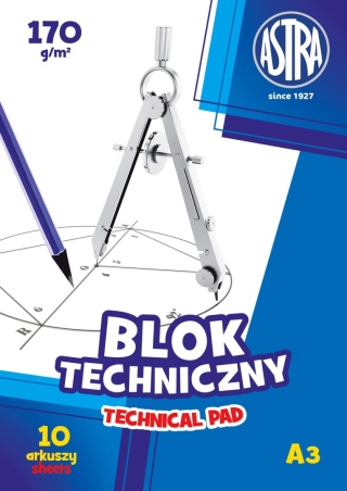 Blok techniczny A3 10 k 170 g Astra biały