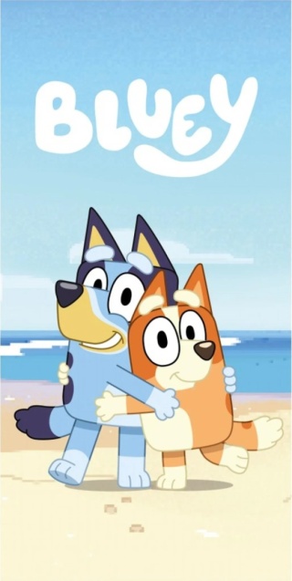 Bluey i Bingo na plaży Ręcznik kąpielowy plażowy bawełniany 70x140