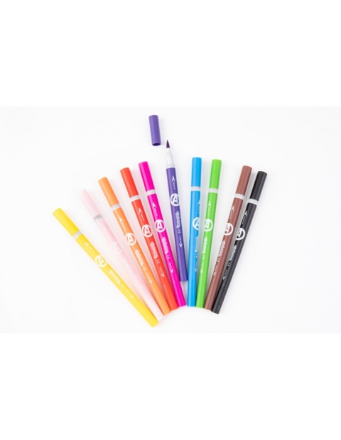 Flamastry mazaki pisaki dwustronne pędzelkowe 10 kolorów AVENGERS