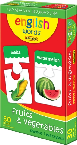 English words. Fruits & Vegetables. Owoce i warzywa. Układanka edukacyjna Adamigo