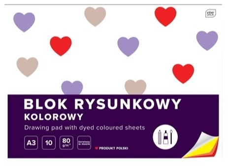 Interdruk blok rysunkowy kolorowy barwiony w masie A3 10 kartek