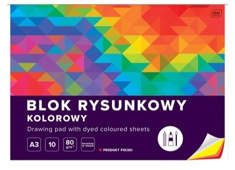 Interdruk blok rysunkowy kolorowy barwiony w masie A3 10 kartek