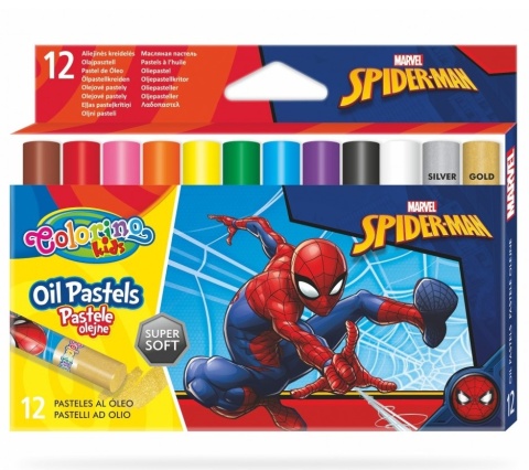 Kredki Pastele olejne 12 kolorów Spiderman Colorino