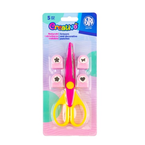 Nożyczki i dziurkacz ozdobny ASTRA Creativo – zestaw 5 el.