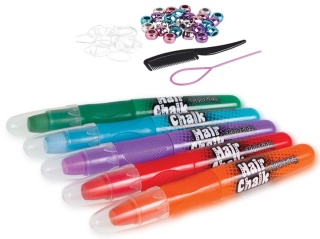 Pastele kredowe kredki kreda do włosów koraliki gumki Colorino