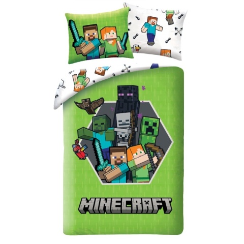 Pościel dziecięca Minecraft 140x200 mikrofibra Creeper Alex Steve