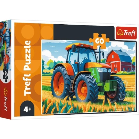 Puzzle 60 el TREFL traktor ciągnik w polu stodoła pojazd rolnika 16492