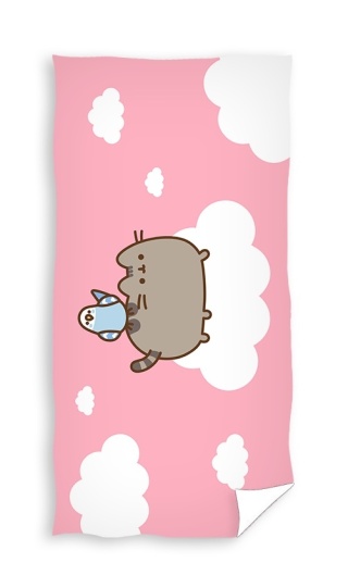 Ręcznik kąpielowy plażowy bawełniany kot pusheen z chmurkami 70x140