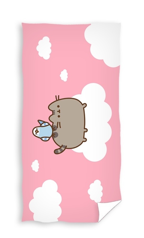 Ręcznik kąpielowy plażowy bawełniany kot pusheen z chmurkami 70x140
