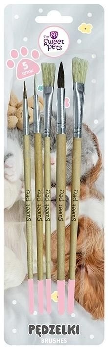 Zestaw 5 szt pędzelków pędzle malarskich z naturalnego włosia Sweet Pets