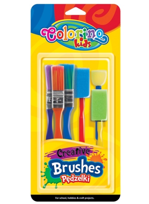 Zestaw pędzelków pędzle malarskich i gąbki do farby Colorino 6 szt