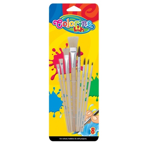 Zestaw pędzelków pędzle malarskich do kleju płaski okrągły Colorino 8 szt