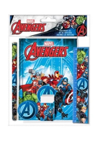 Zestaw szkolny 5el linijka ołówek gumka AVENGERS