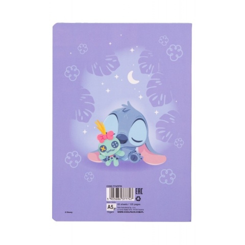 Zeszyt A5 Stitch fioletowy w kratkę 60 kartek LILO I STICH