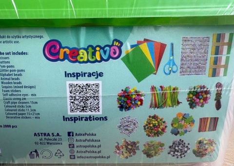 ASTRA WIOSNA zestaw kreatywny XXXL pompony koraliki guziki druciki 2000el