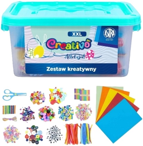 ASTRA WIELKANOC zestaw kreatywny XXXL pompony koraliki guziki druciki 2000el