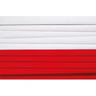 Bibuła krepina marszczona karbowana 25x200 cm biała czerwona 10 rolek