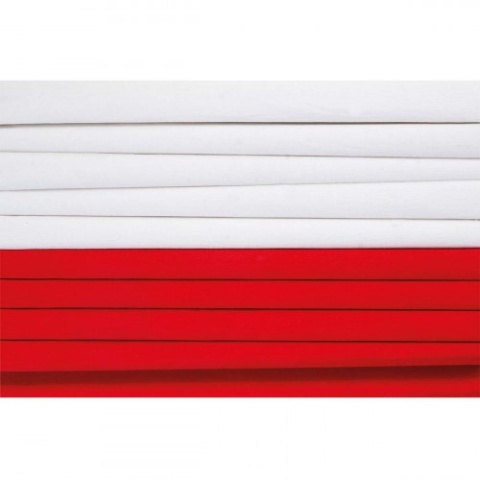 Bibuła krepina marszczona karbowana 25x200 cm biała czerwona 10 rolek