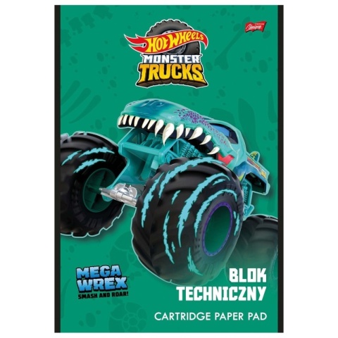 HOT WHEELS MONSTER TRUCKS wrex blok techniczny A4 190g/m2 10 kartek biały