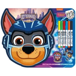 Kolorowanka kształtka Chase + pisaki naklejki Psi Patrol Wielki film
