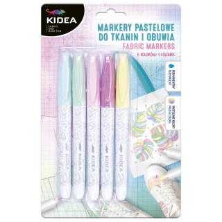 Markery pisaki Kidea do tkanin obuwia 5 SZT PASTEL