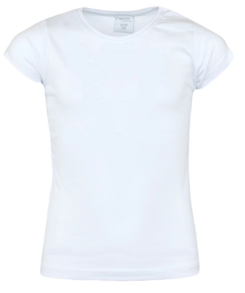 Podkoszulek dziecięcy dziewczęcy t-shirt bluzeczka BIAŁY 122/128